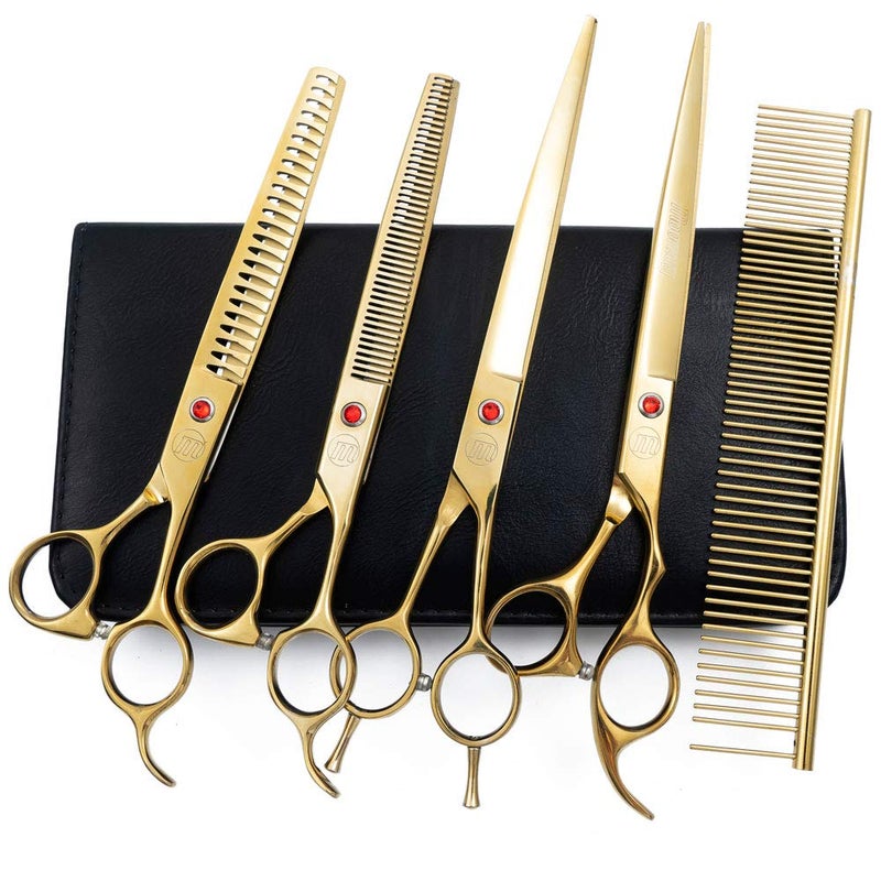 Moontay Professional Dog Grooming Scissors Set, 7 Inch/8 Inch Pet Grooming Scissors Chunkers Shears for Dog, Curved Dog Grooming Scissors, Thinning Shears for Dog with Grooming Comb - Image 2